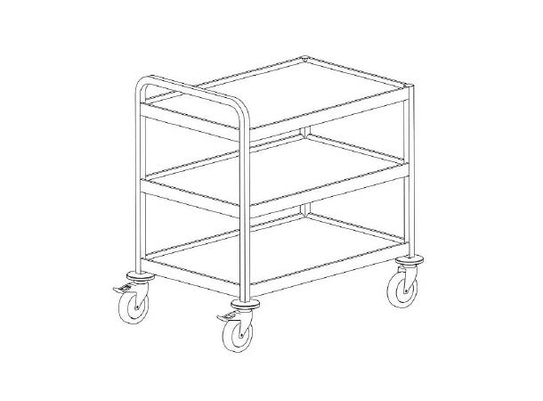 Trillebord 3-plans 850x550mm Kraftig utførelse i rustfritt stål